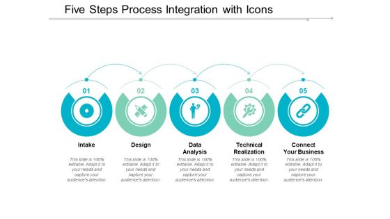 Five Steps Process Integration With Icons Ppt PowerPoint Presentation Model Example