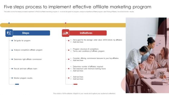 Five Steps Process To Implement Effective Affiliate Marketing Program Diagrams PDF Five Steps Process To Implement Effective Affiliate Marketing Program Diagrams PDF