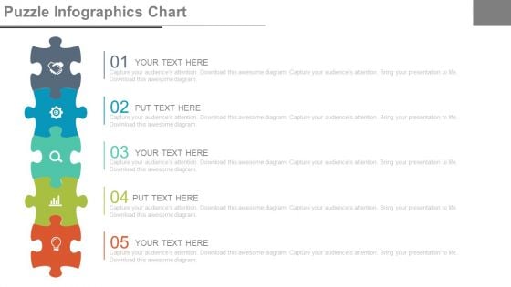Five Steps Puzzle Infographic Chart Powerpoint Slides