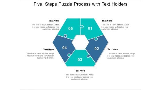 five steps puzzle process with text holders ppt powerpoint presentation layouts graphic tips