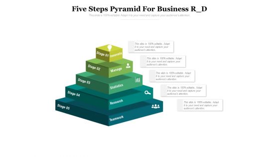 Five Steps Pyramid For Business R D Ppt PowerPoint Presentation Portfolio Backgrounds PDF