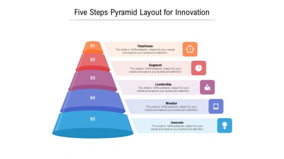 Five Steps Pyramid Layout For Innovation Ppt PowerPoint Presentation Ideas Clipart PDF