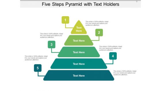 Five Steps Pyramid With Text Holders Ppt PowerPoint Presentation Portfolio Professional PDF