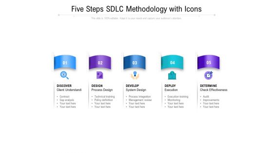 Five Steps SDIC Methodology With Icons Ppt PowerPoint Presentation Professional Structure