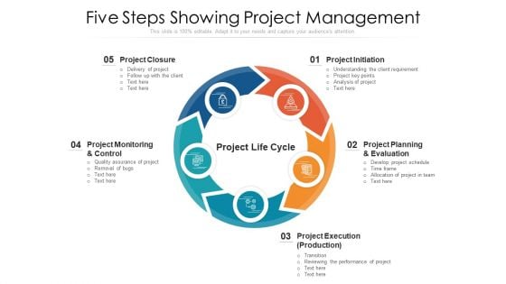 Five Steps Showing Project Management Ppt Outline Brochure PDF