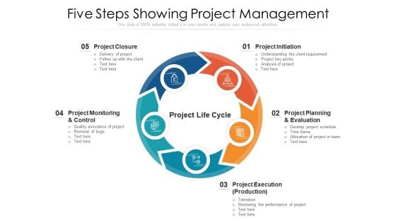 Five Steps Showing Project Management Ppt Outline Brochure PDF Five Steps Showing Project Management Ppt Outline Brochure PDF