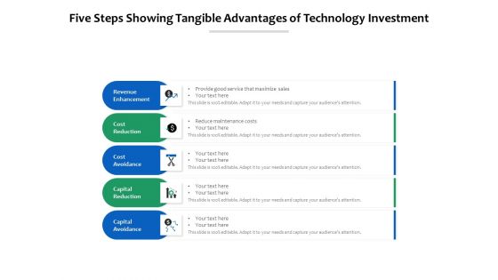 Five Steps Showingtangible Advantages Of Technology Investment Ppt PowerPoint Presentation Layouts Display PDF