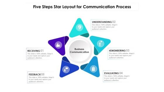 Five Steps Star Layout For Communication Process Ppt PowerPoint Presentation Infographics Skills PDF