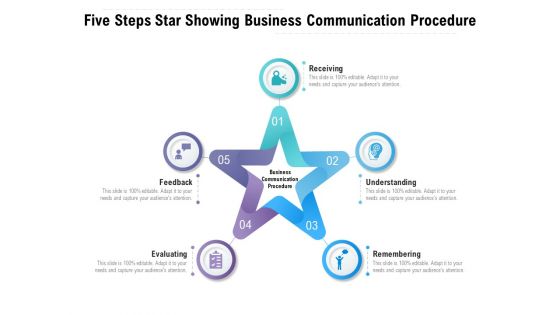Five Steps Star Showing Business Communication Procedure Ppt PowerPoint Presentation Layouts Template PDF