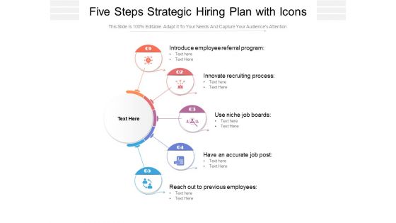 Five Steps Strategic Hiring Plan With Icons Ppt PowerPoint Presentation Gallery Visuals PDF