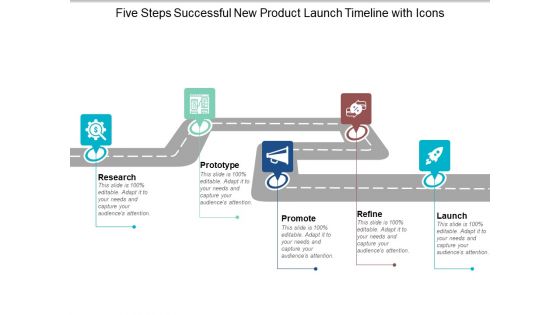 Five Steps Successful New Product Launch Timeline With Icons Ppt PowerPoint Presentation Summary Example File