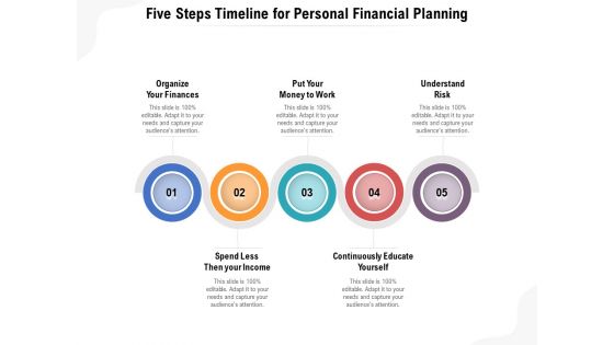 Five Steps Timeline For Personal Financial Planning Ppt PowerPoint Presentation Gallery File Formats PDF