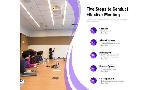 Five Steps To Conduct Effective Meeting Ppt PowerPoint Presentation Show Graphics Design