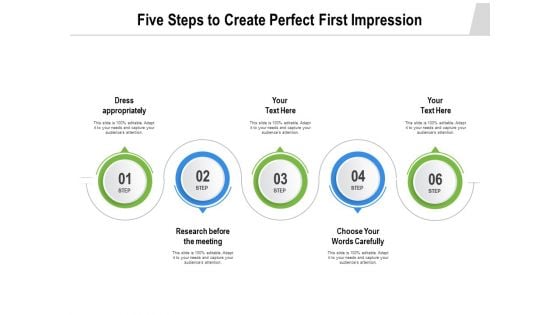 Five Steps To Create Perfect First Impression Ppt PowerPoint Presentation Icon Slides PDF