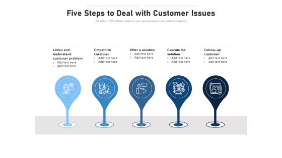 Five Steps To Deal With Customer Issues Ppt PowerPoint Presentation Portfolio Skills PDF