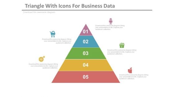 Five Steps Triangle Diagram With Icons Powerpoint Template