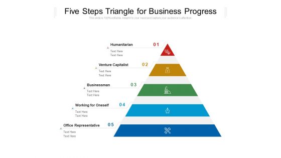 Five Steps Triangle For Business Progress Ppt PowerPoint Presentation Gallery Tips PDF