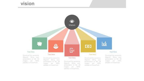 Five Steps Vision Planning With Icons Powerpoint Slides