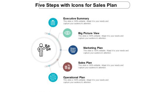 Five Steps With Icons For Sales Plan Ppt Powerpoint Presentation Professional Graphics Download