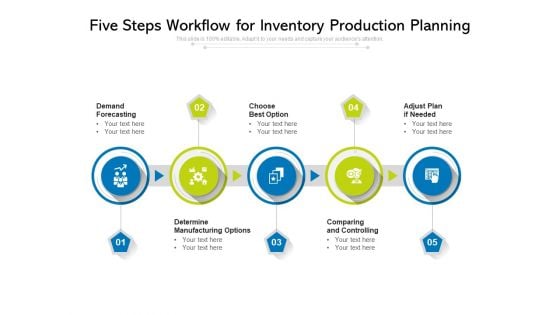 Five Steps Workflow For Inventory Production Planning Ppt PowerPoint Presentation Gallery Styles PDF