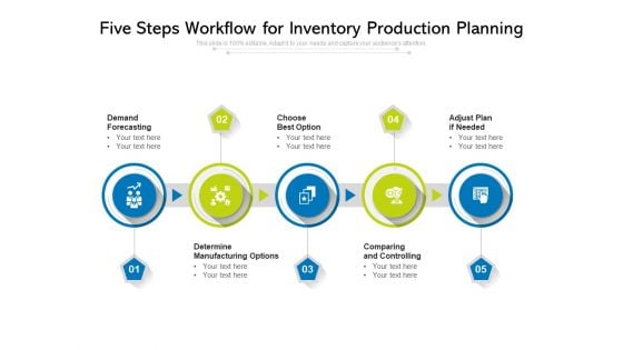 Five Steps Workflow For Inventory Production Planning Ppt PowerPoint Presentation Gallery Styles PDF