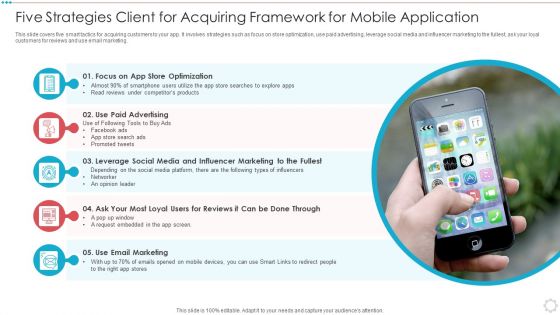 Five Strategies Client For Acquiring Framework For Mobile Application Portrait PDF Five Strategies Client For Acquiring Framework For Mobile Application Portrait PDF