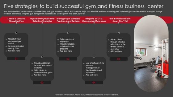 Five Strategies To Build Successful Gym And Fitness Business Center Elements PDF