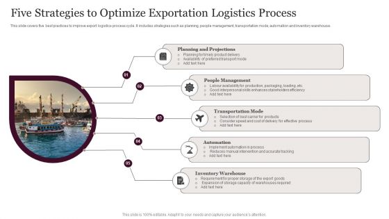Five Strategies To Optimize Exportation Logistics Process Information PDF