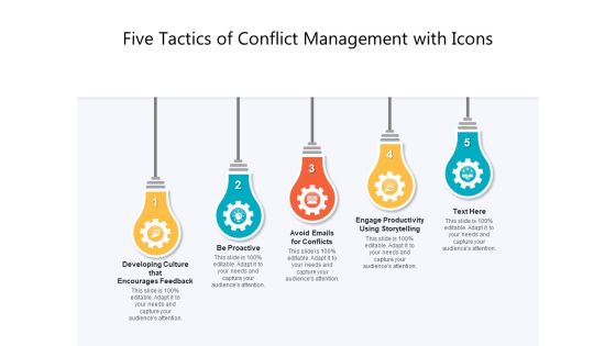 Five Tactics Of Conflict Management With Icons Ppt PowerPoint Presentation Gallery Vector PDF Five Tactics Of Conflict Management With Icons Ppt PowerPoint Presentation Gallery Vector PDF