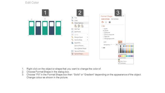 Five Tags And Icons For Marketing Mix Strategies Powerpoint Template