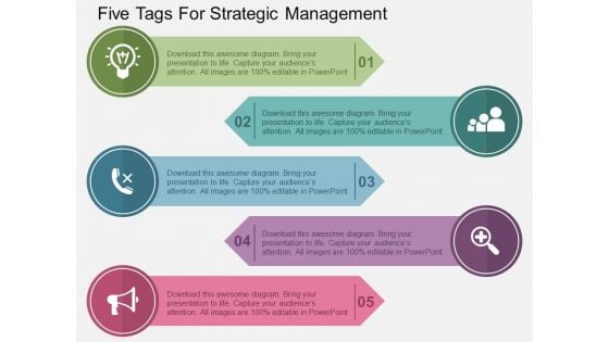 Five Tags For Strategic Management Powerpoint Templates