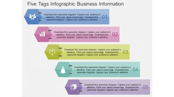 Five Tags Infographic Business Information Powerpoint Templates