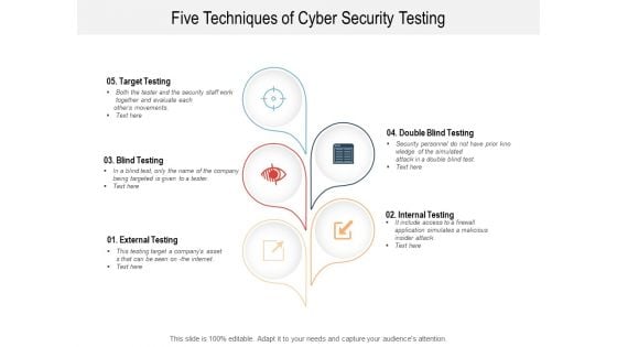 Five Techniques Of Cyber Security Testing Ppt PowerPoint Presentation Layouts Model