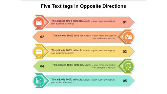Five Text Tags In Opposite Directions Ppt PowerPoint Presentation Professional Smartart PDF
