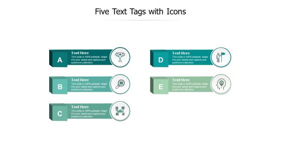 Five Text Tags With Icons Ppt PowerPoint Presentation Inspiration