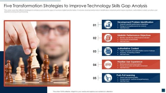 Five Transformation Strategies To Improve Technology Skills Gap Analysis Template PDF Five Transformation Strategies To Improve Technology Skills Gap Analysis Template PDF