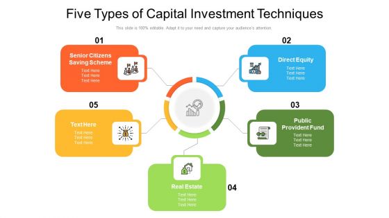 Five Types Of Capital Investment Techniques Ppt PowerPoint Presentation File Infographics PDF