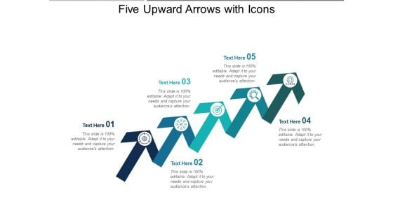 Five Upward Arrows With Icons Ppt PowerPoint Presentation Infographic Template Icon