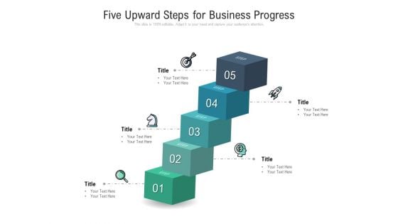 Five Upward Steps For Business Progress Ppt PowerPoint Presentation Icon Smartart