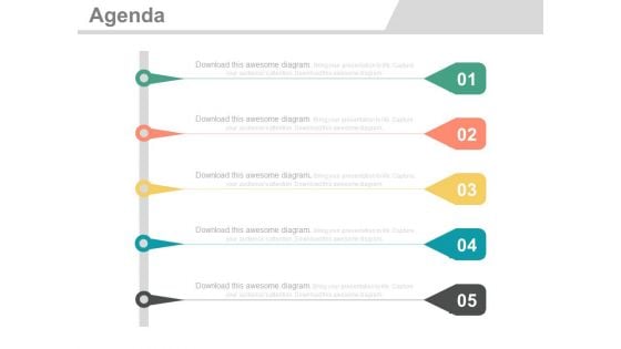 Five Vertical Steps For Agenda Analysis Powerpoint Slides