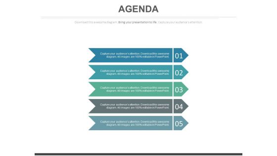 Five Vertical Tags For Business Agenda Powerpoint Slides