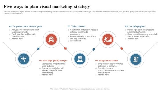 Five Ways To Plan Visual Marketing Strategy Ppt PowerPoint Presentation Styles Template PDF