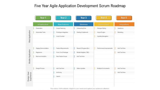 Five Year Agile Application Development Scrum Roadmap Clipart