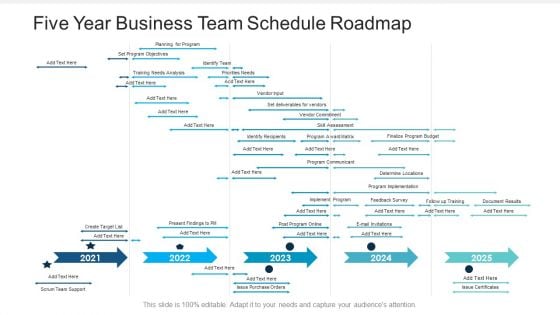 Five Year Business Team Schedule Roadmap Professional