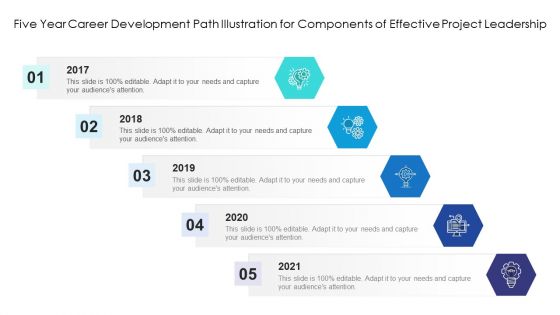 Five Year Career Development Path Illustration For Components Of Effective Project Leadership Ppt PowerPoint Presentation Pictures Structure PDF
