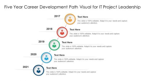 Five Year Career Development Path Visual For It Project Leadership Ppt PowerPoint Presentation Portfolio Maker PDF