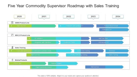 Five Year Commodity Supervisor Roadmap With Sales Training Elements