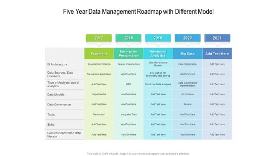 Five Year Data Management Roadmap With Different Model Structure