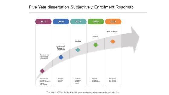 Five Year Dissertation Subjectively Enrollment Roadmap Infographics