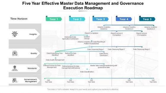 Five Year Effective Master Data Management And Governance Execution Roadmap Formats